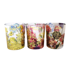 Lot de 3 photophores en verre à motifs floraux – Village Candle