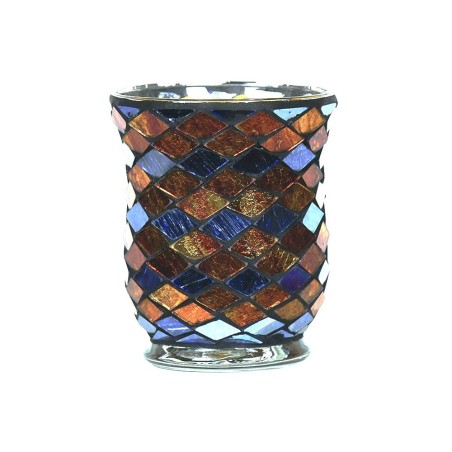 Photophore évasé  cuivre et bleu - Village Candle