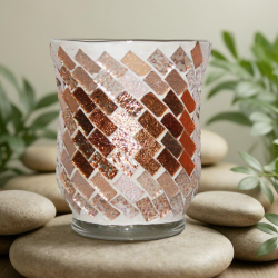 Photophore évasé mosaïque Mordorée - Village Candle