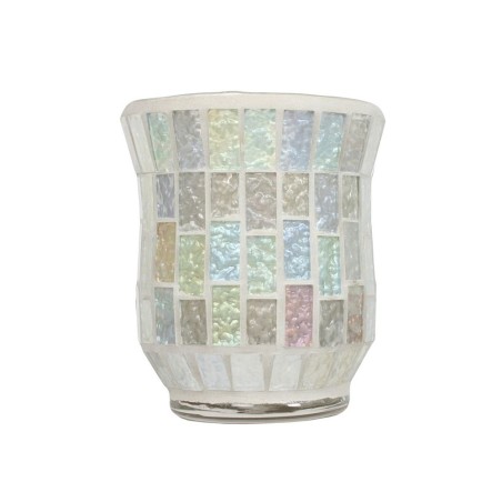 Photophore évasé Mosaïque Blanc Glacé  - Village Candle