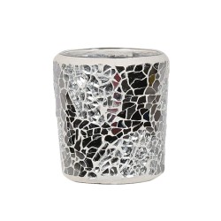 Photophore Mosaïque argent et miroir  - Village Candle