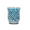 Photophore évasé mosaïque Damier Croix Bleu - Village Candle
