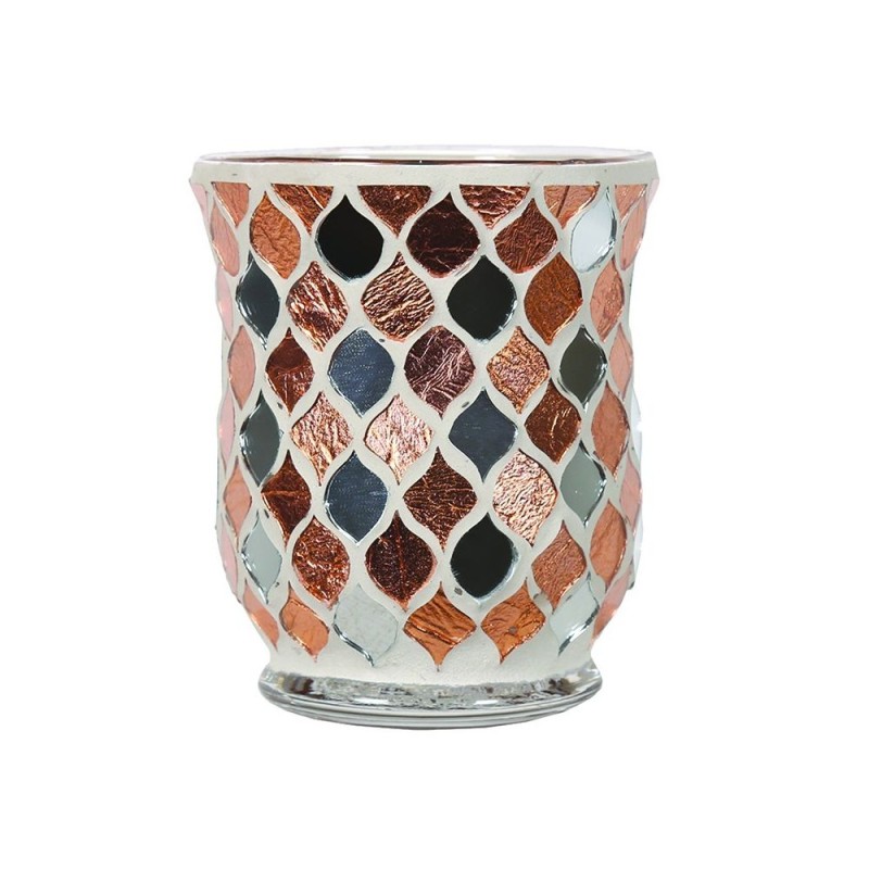 Photophore évasé Mosaïque Miroir et cuivre - Village Candle