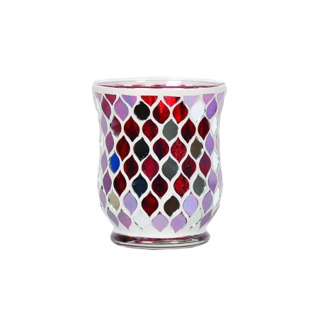 Photophore évasé Mosaïque Miroir et rouge - Village Candle