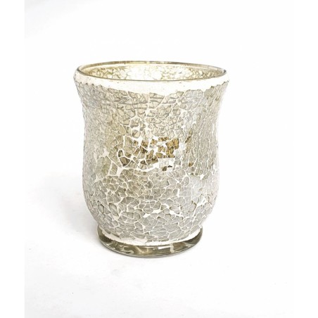 Photophore évasé Mosaïque effet craquelé doré - Village Candle