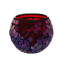 Photophore Globe Mosaïque Rosace rouge – Village Candle