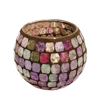 Photophore Globe Mosaïque Violette et verte – Village Candle