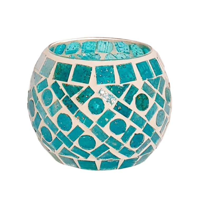 Photophore Globe Mosaïque bleue – Village Candle