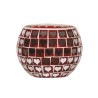Photophore Globe Mosaïque rouge Cœurs et miroir– Village Candle
