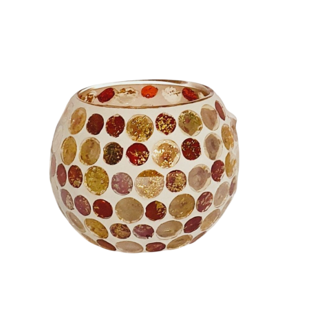 Photophore Globe Mosaïque Or et bronze – Village Candle