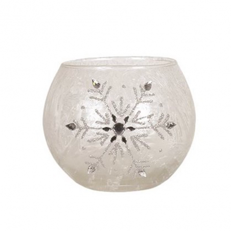 Photophore Globe Flocon de neige givré  – Village Candle