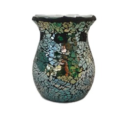 Brûle-parfum en mosaïque de verre vert et or