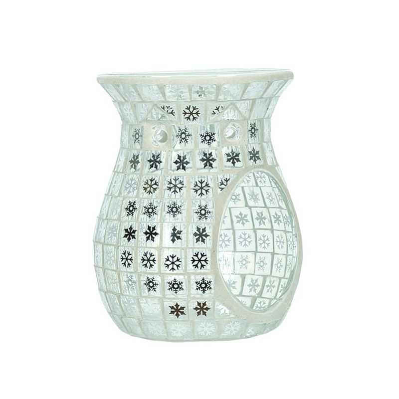 Brûle Parfum en verre Flocons de neige argentés - Village Candle