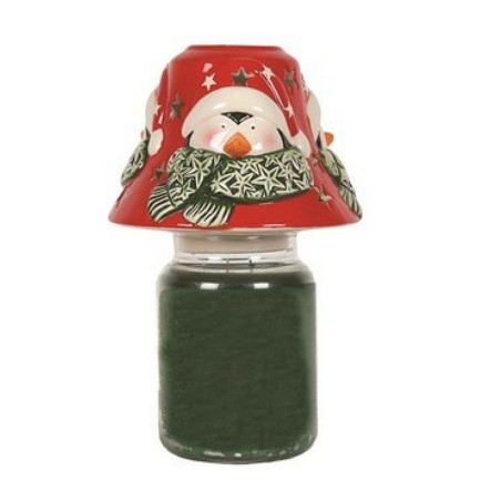 Abat-jour rouge pour bougie Pingouin de Noel  - Village Candle