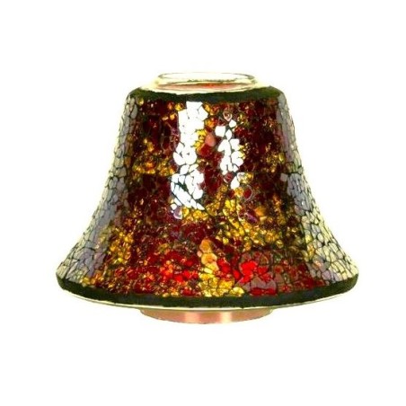 Abat-jour pour bougie Mosaïque effet craquelé rouge et or - Village Candle