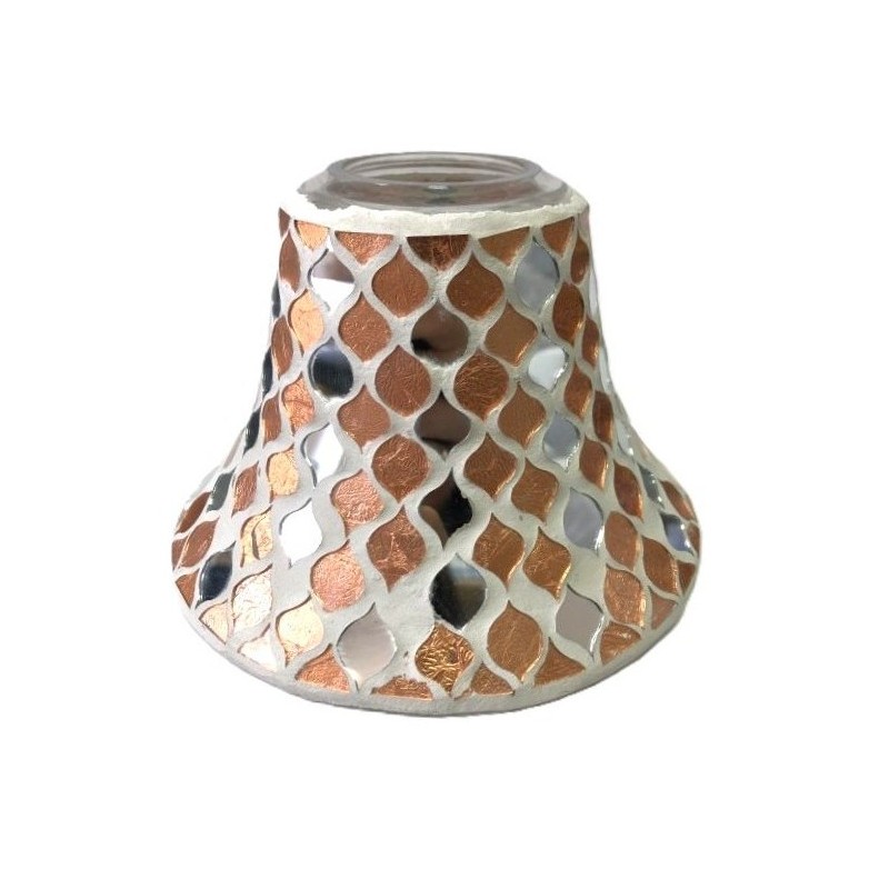Abat-jour pour bougie Mosaïque cuivre et miroir - Village Candle