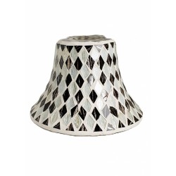 Abat-jour pour bougie Mosaïque Arlequin noir et blanc - Village Candle