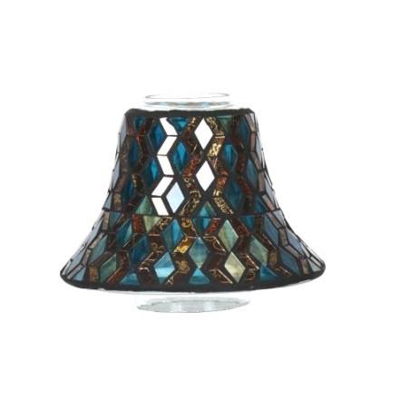Abat-jour pour bougie Mosaïque aqua bleu cuivre et or - Village Candle