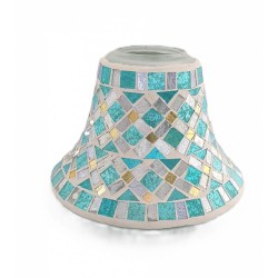 Abat-jour pour bougie Mosaïque bleue, or et miroir - Village Candle