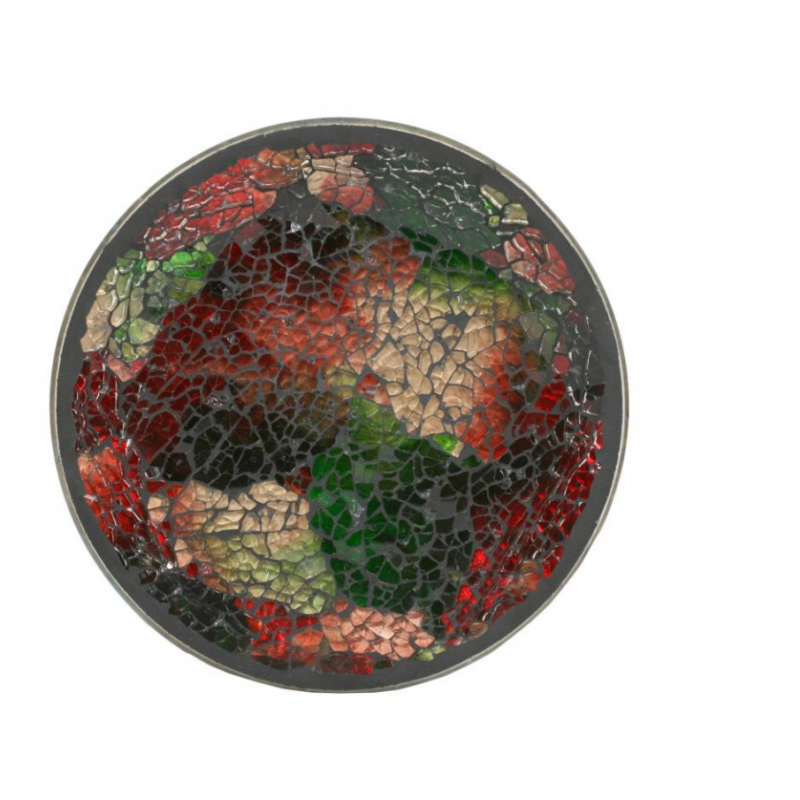 Soucoupe Support bougie Mosaïque Rouge, vert et or - Village Candle