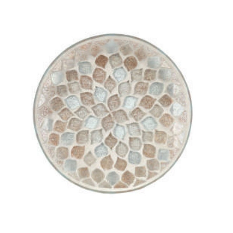 Assiette Support bougie Mosaïque pétales scintillantes or et argent - Village Candle