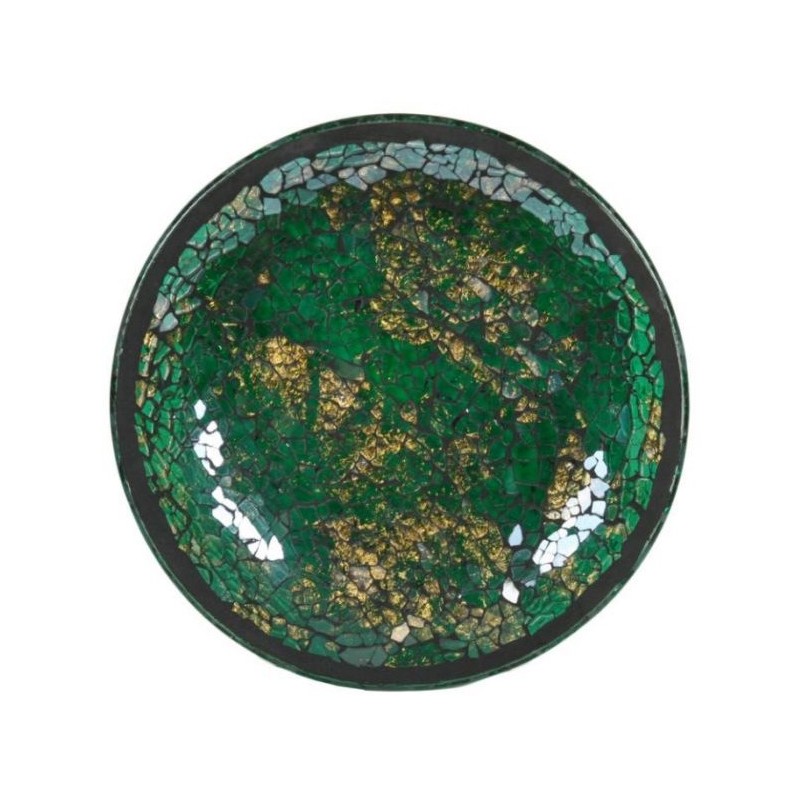 Assiette Support bougie Mosaïque verte et or - Village Candle