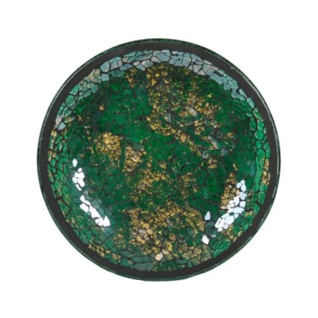Assiette Support bougie Mosaïque verte et or - Village Candle