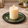 Assiette Support bougie Mosaïque verte et or - Village Candle