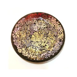 Assiette Support bougie Mosaïque rouge et or - Village Candle