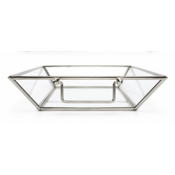 Vide-poches en verre et métal argenté  26 cm x 16 cm- Affari AB