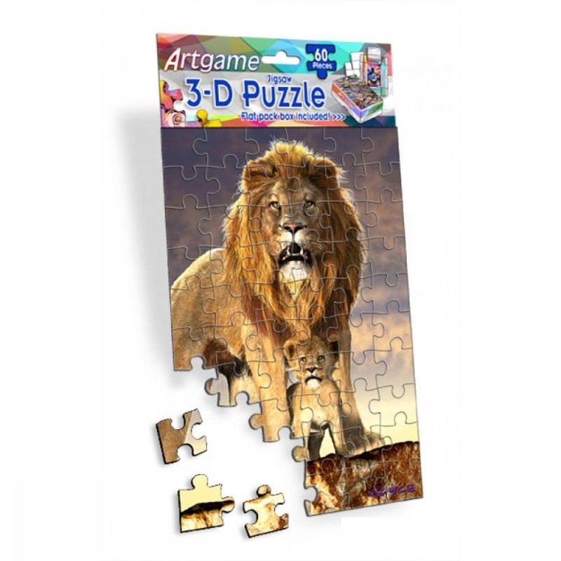 Puzzle Lion Effet 3D - 60 pièces – Artgame