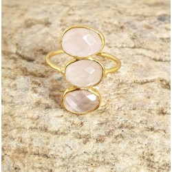 Bague trois pierres naturelles roses - Bijoux Lucky Team