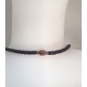 Collier en cordon tressé noir et pendentif rosace – Acier inoxydable finition or rose