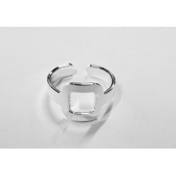 Bague argenté carré ajouré - bijoux Brin d'Amour