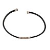 Collier homme en cuir tressé noir et acier or/argent (50 cm)