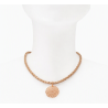 Collier ras-du-cou cordon en cuir tressé et pendentif rosace