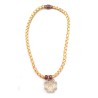 Collier cordon en cuir tressé jaune et pendentif Trèfle