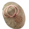 Collier cuir tressé rose – Pendentif Fleur filigranée