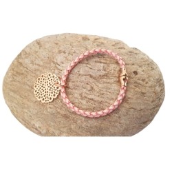 Bracelet en cuir tressé rose pastel