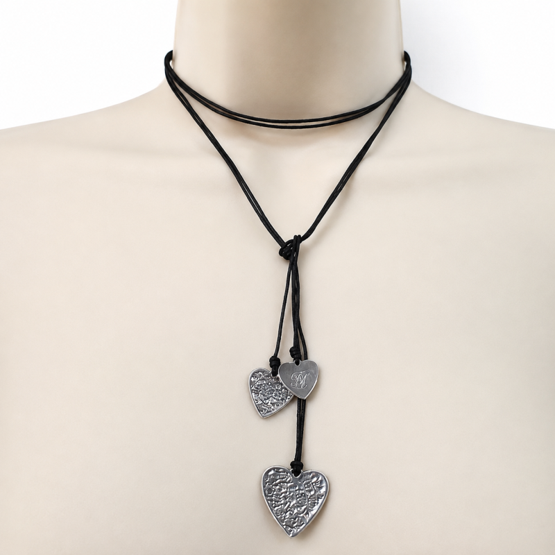 Collier cordon trois cœurs - F.Y. FAUCOGNEY