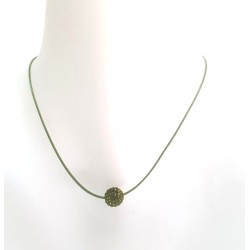 Collier perle sur cordon en coton ciré