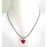 Collier cœur sur cordon en coton ciré