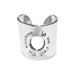 Bague manchette argentée «...