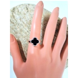 Bague Trèfle Noir AG925