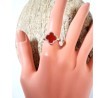 Bague Trèfle rouge AG925