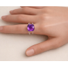 Bague fantaisie en argent 925  pierre violette améthyste -