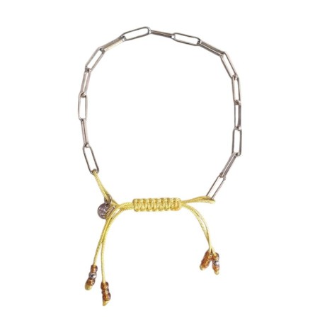 Bracelet Chaine AG 925 argenté et Cordon Coloré - LEYNAT –