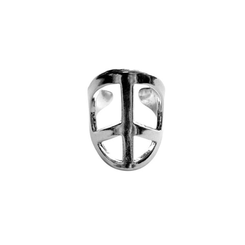 Bague métal argenté – symbole Peace and Love - FY Faucogney