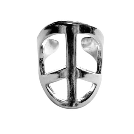 Bague métal argenté – symbole Peace and Love - FY Faucogney