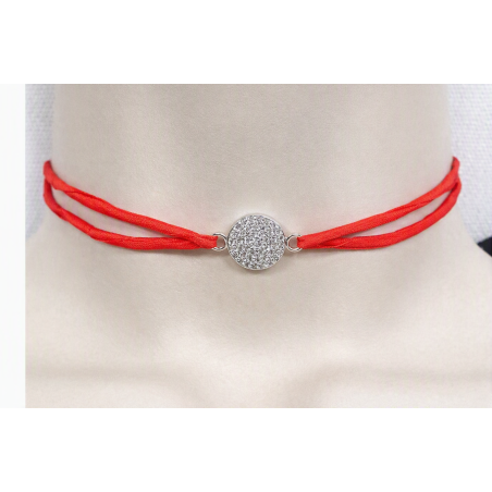 Collier ruban de satin orange avec pendentif rond